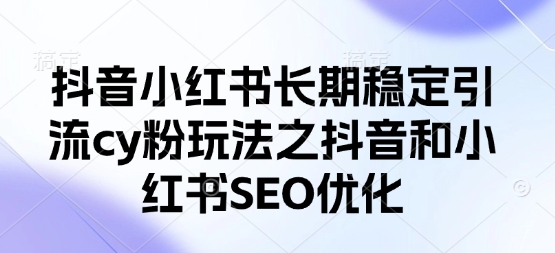抖音小红书长期稳定引流cy粉玩法之抖音和小红书SEO优化-OPC项目驿站 