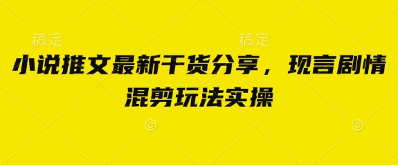 小说推文最新干货分享,现言剧情混剪玩法实操-OPC项目驿站