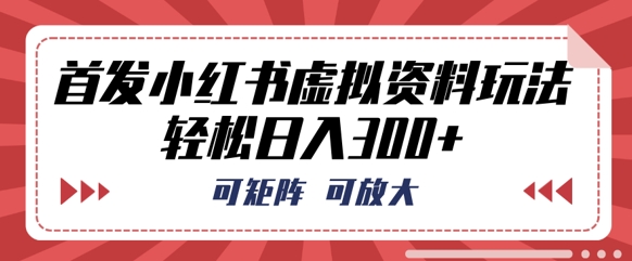 首发小红书虚拟资料玩法,可矩阵,可放大,轻松日入3张-OPC项目驿站