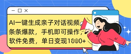AI一键生成亲子对话视频,条条爆款,一部手机即可操作,单日变现数张-OPC项目驿站